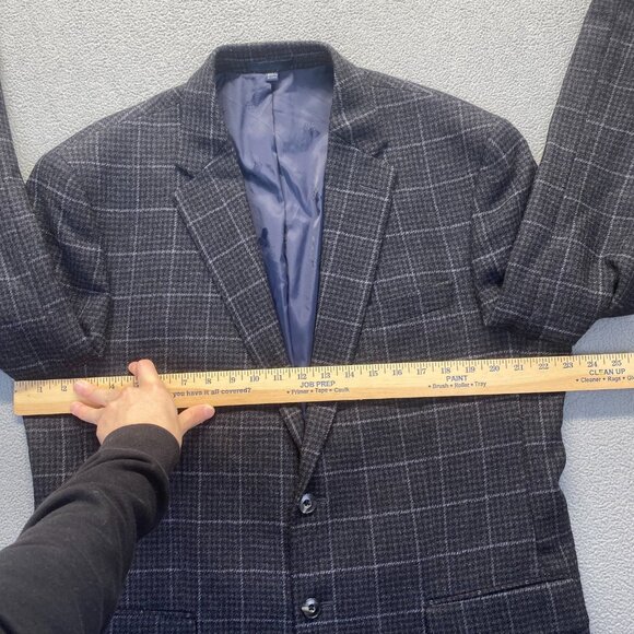 Jos A Bank Coat Men's 44R Wool Houdnstooth Plaid Two Button - Picture 4 of 11